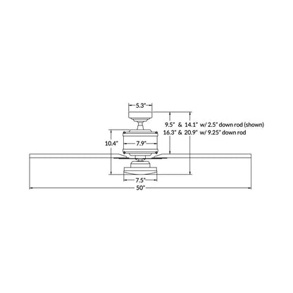 Industry DC LED Ceiling Fan - line drawing.