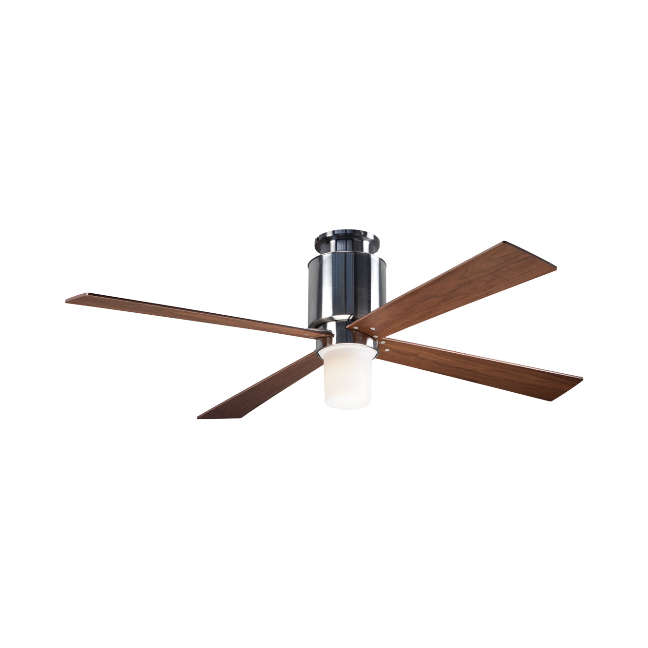 Lapa LED Flush Mount Ceiling Fan in Bright Nickel/Mahogany.