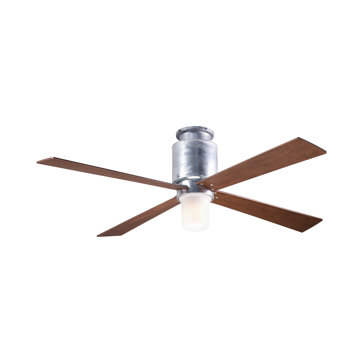 Lapa LED Flush Mount Ceiling Fan in Galvanized/Mahogany.