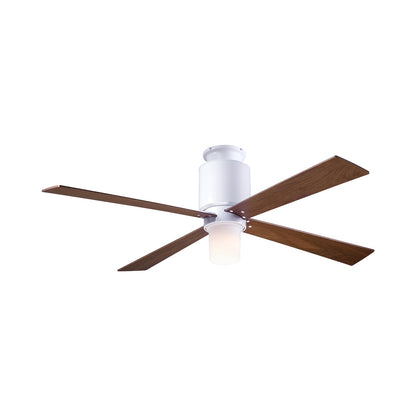 Lapa LED Flush Mount Ceiling Fan in Gloss White/Mahogany.