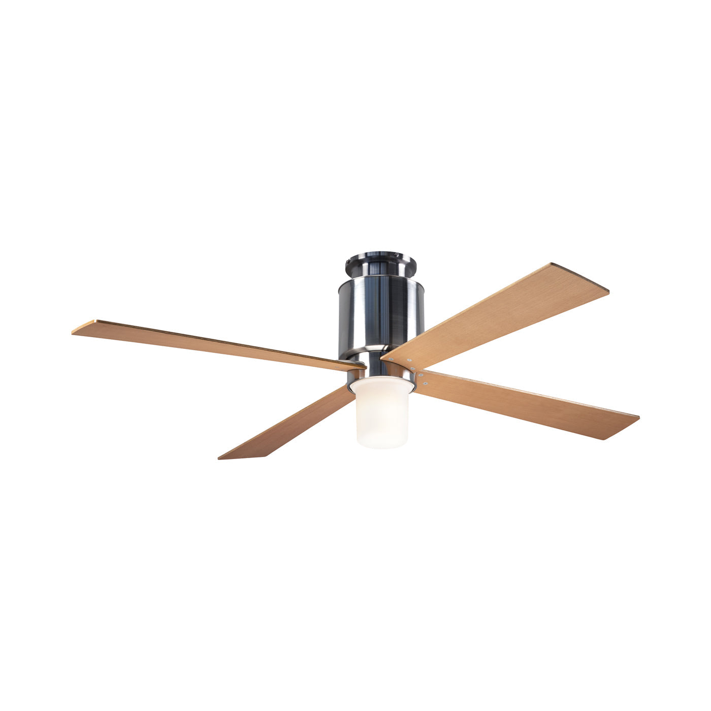 Lapa LED Flush Mount Ceiling Fan in Bright Nickel/Maple.