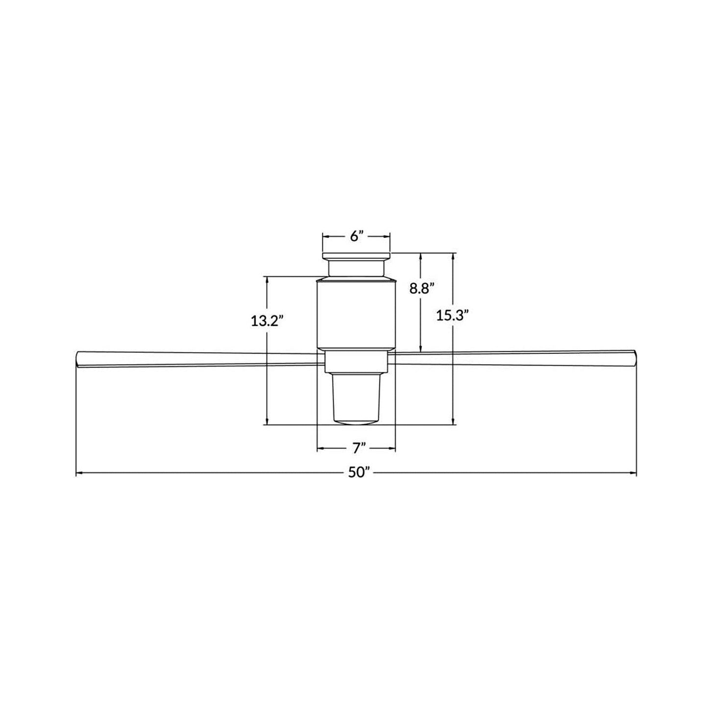 Lapa LED Flush Mount Ceiling Fan - line drawing.