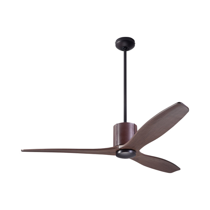 LeatherLuxe DC Ceiling Fan in Dark Bronze/Chocolate Leather/Mahogany.