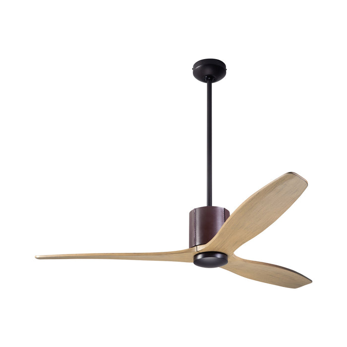 LeatherLuxe DC Ceiling Fan in Dark Bronze/Chocolate Leather/Maple.