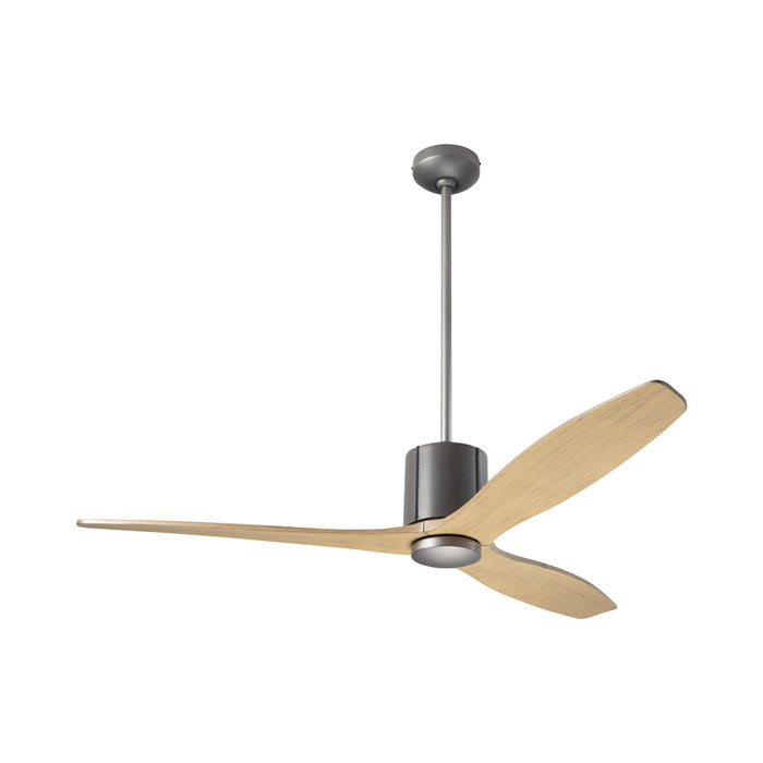 LeatherLuxe DC Ceiling Fan in Graphite/Gray Leather/Maple.