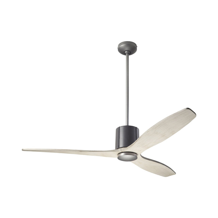 LeatherLuxe DC Ceiling Fan in Graphite/Gray Leather/Whitewash.