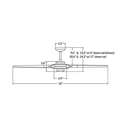 Torsion 52-Inch Ceiling Fan - line drawing.