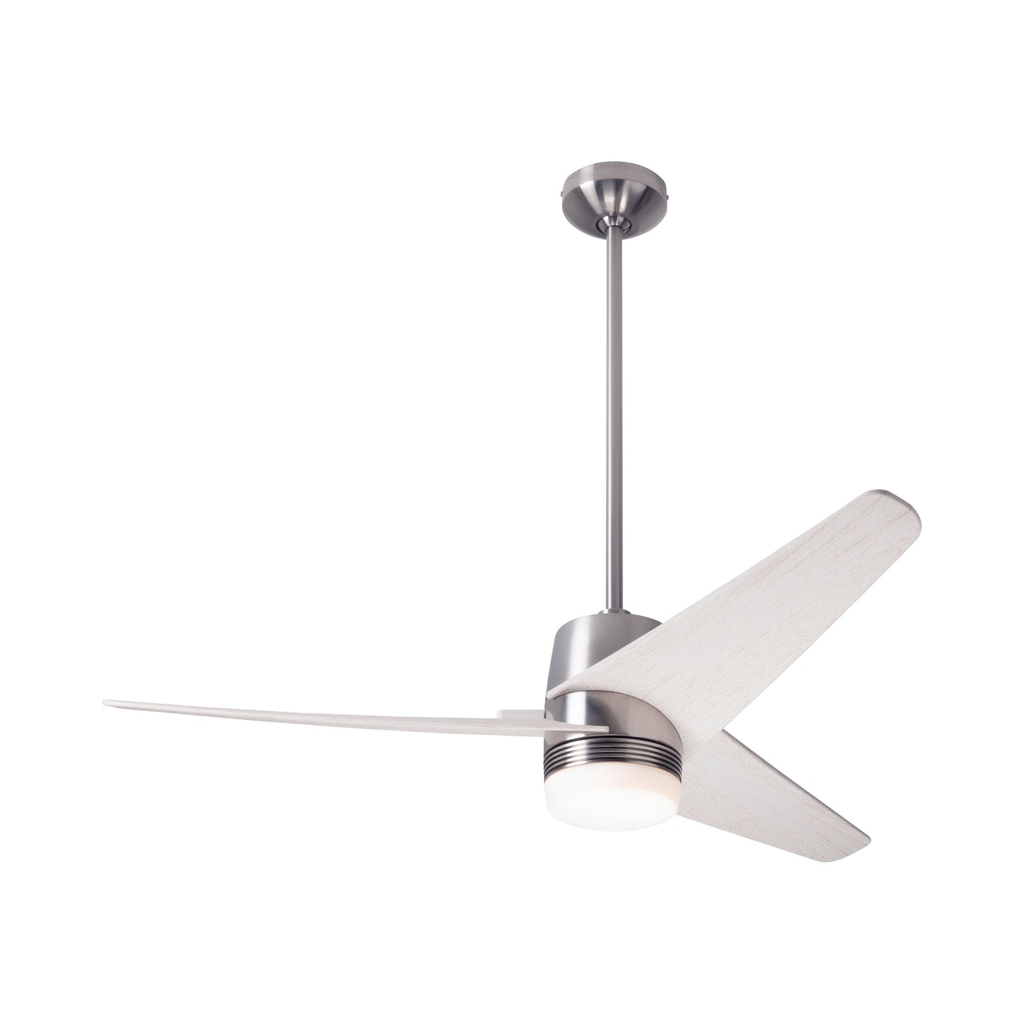 Velo DC LED Ceiling Fan in Bright Nickel/Whitewash.