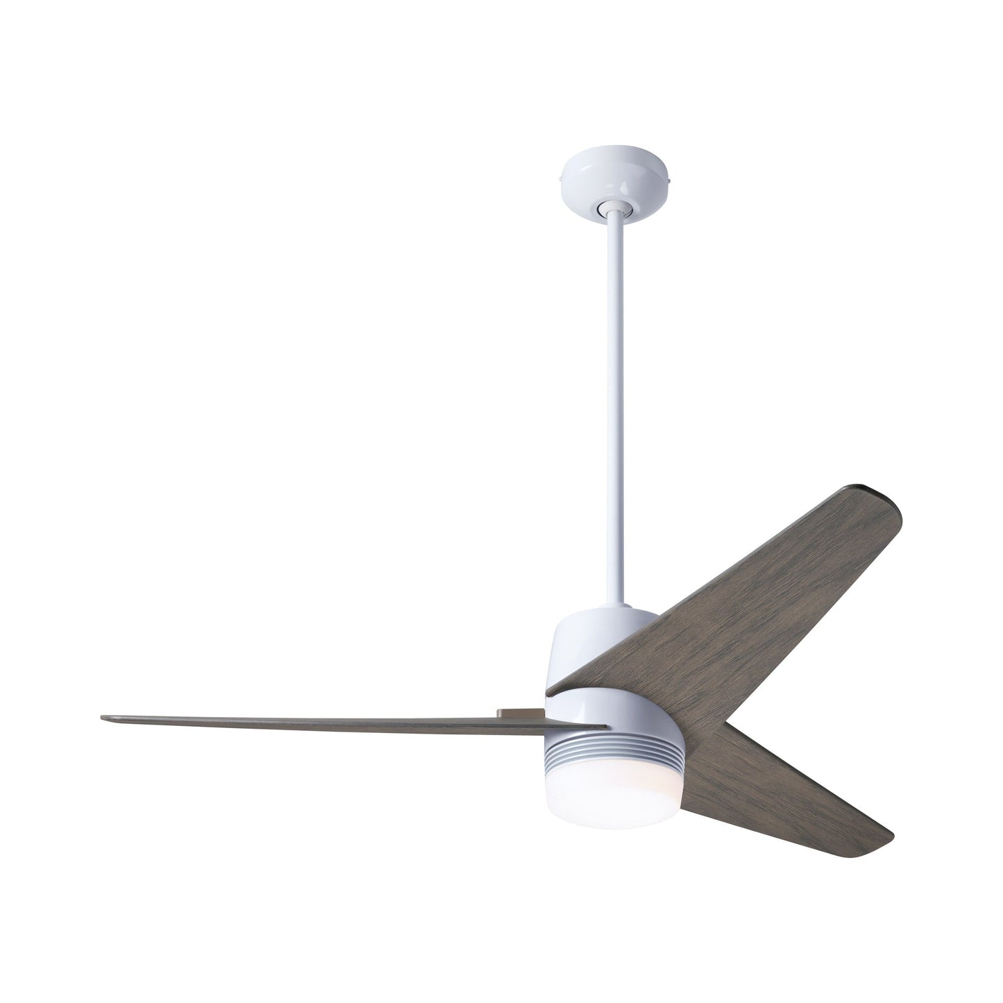 Velo DC LED Ceiling Fan in Gloss White/Graywash.