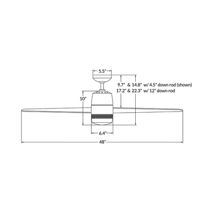 Velo DC LED Ceiling Fan - line drawing.