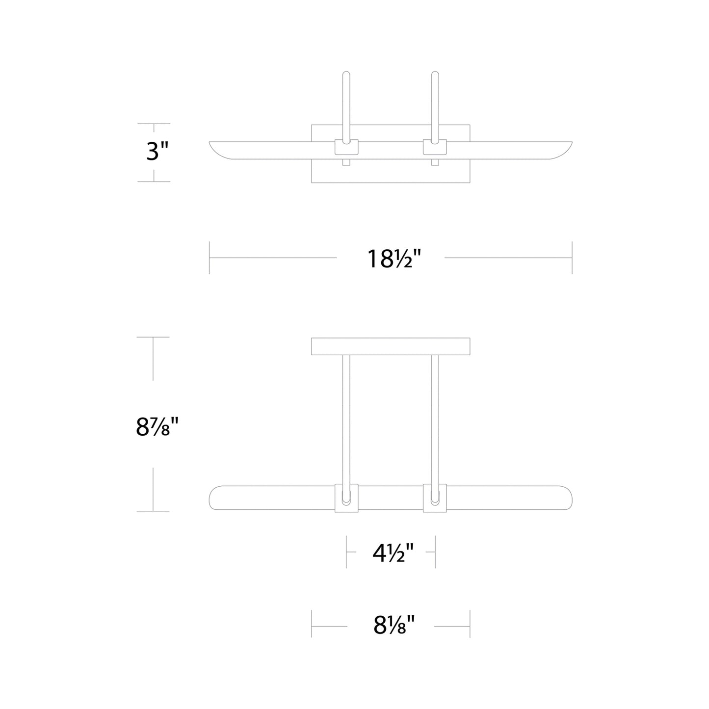 Ansel LED Picture Light - line drawing.