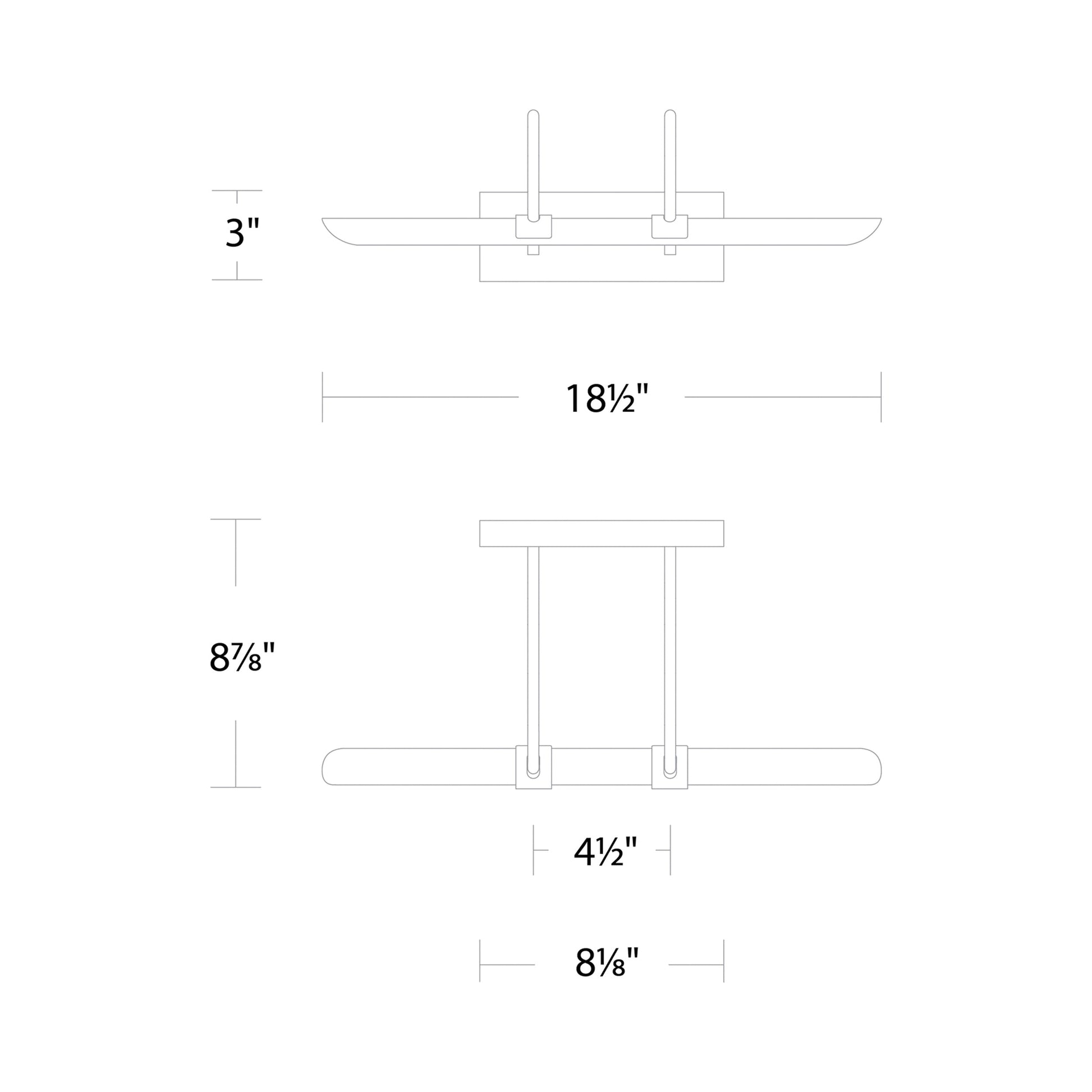Ansel LED Picture Light - line drawing.
