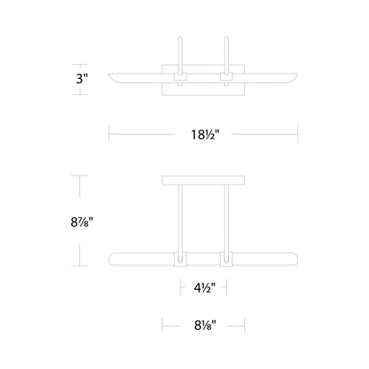 Ansel LED Picture Light - line drawing.