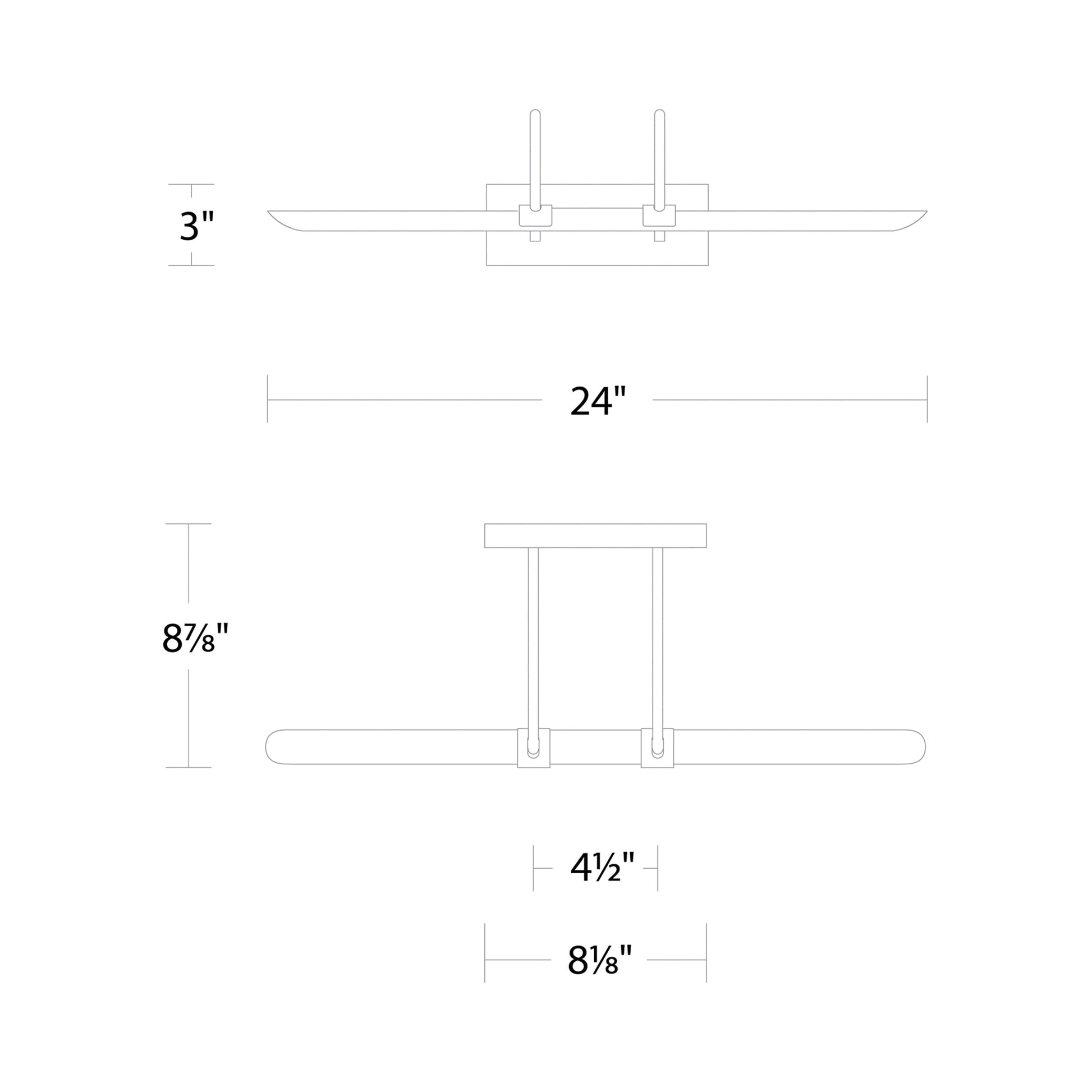 Ansel LED Picture Light - line drawing.