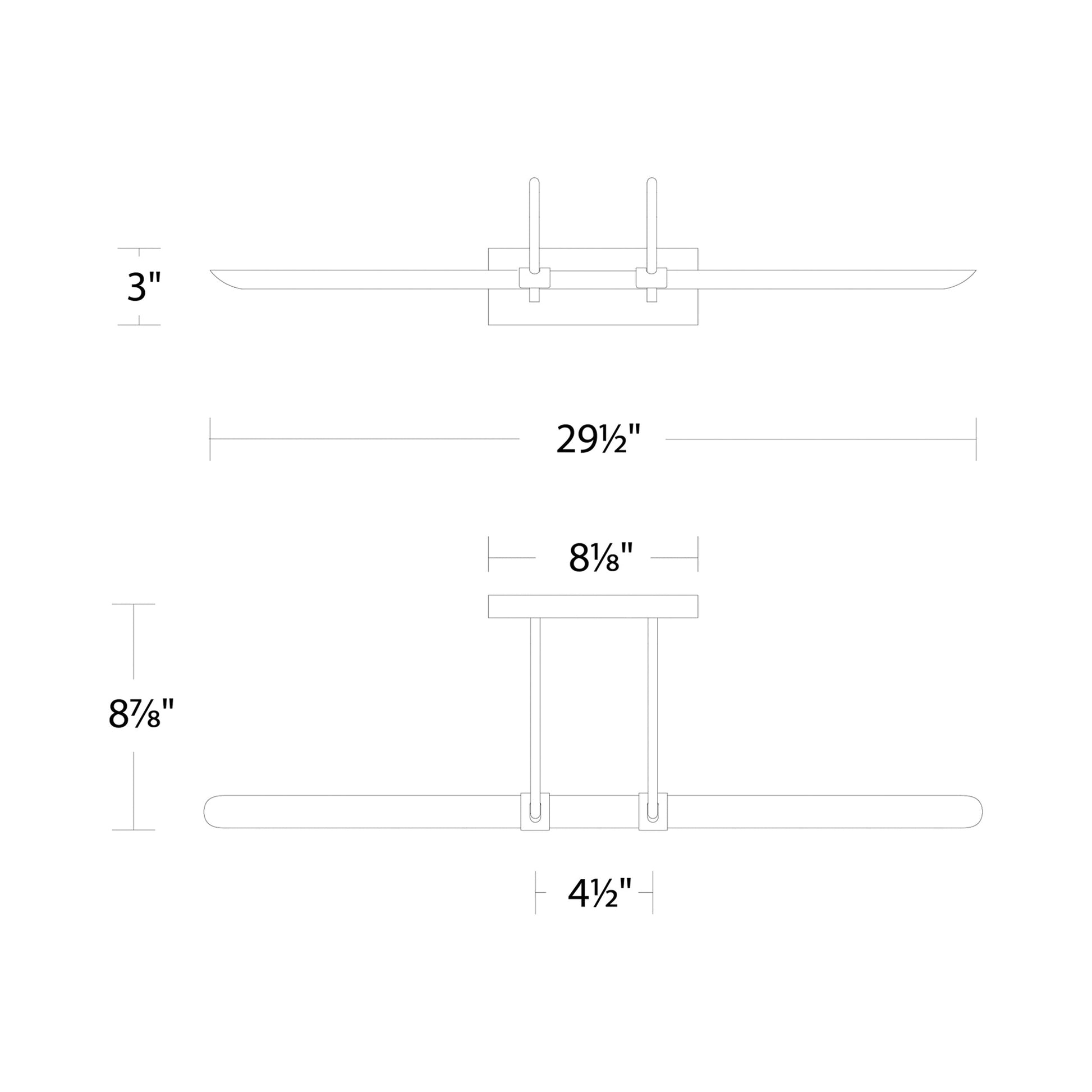 Ansel LED Picture Light - line drawing.