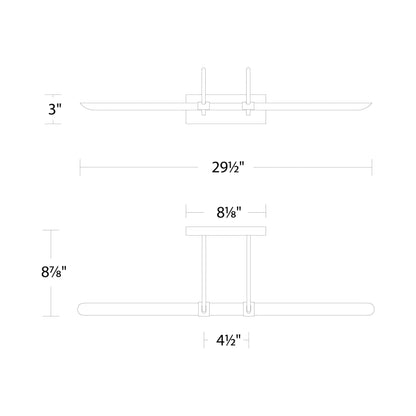 Ansel LED Picture Light - line drawing.