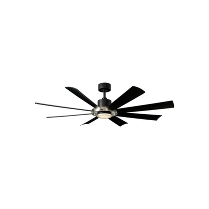 Aura 60-Inch Ceiling Fan in Brushed Nickel/Matte Black.