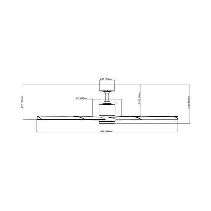 Aura 60-Inch Ceiling Fan - line drawing.