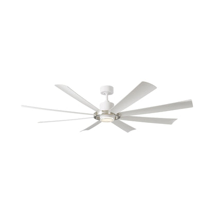 Aura 72-Inch Ceiling Fan in Brushed Nickel/Matte White.