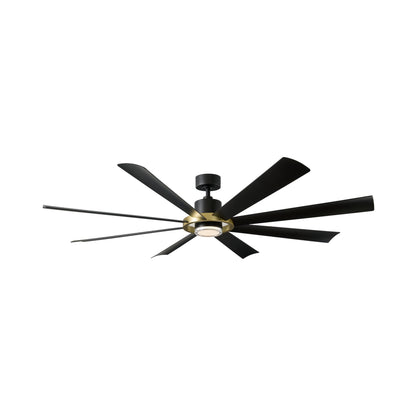 Aura 72-Inch Ceiling Fan in Soft Brass/Matte Black.