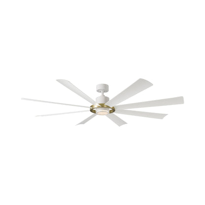 Aura 72-Inch Ceiling Fan in Soft Brass/Matte White.