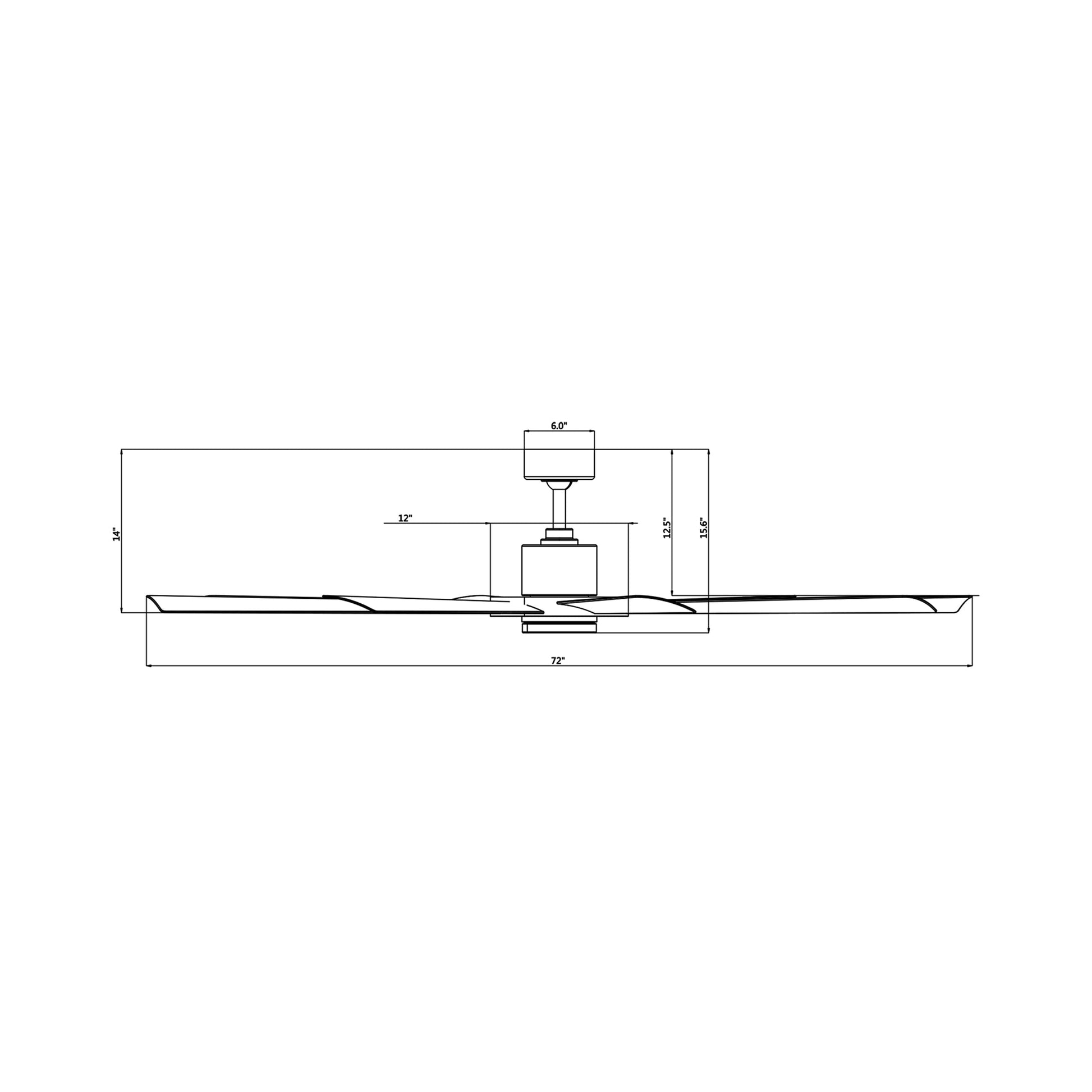 Aura 72-Inch Ceiling Fan - line drawing.
