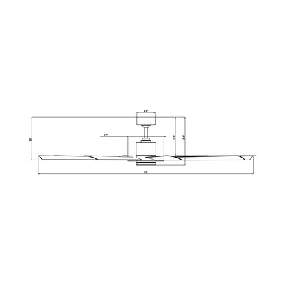Aura 72-Inch Ceiling Fan - line drawing.