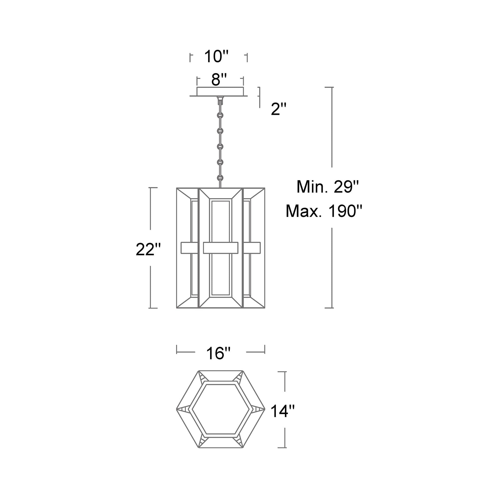 Austen LED Pendant Light - line drawing.