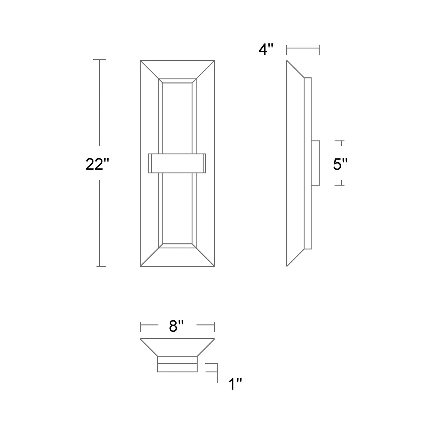 Austen LED Wall Light - line drawing.