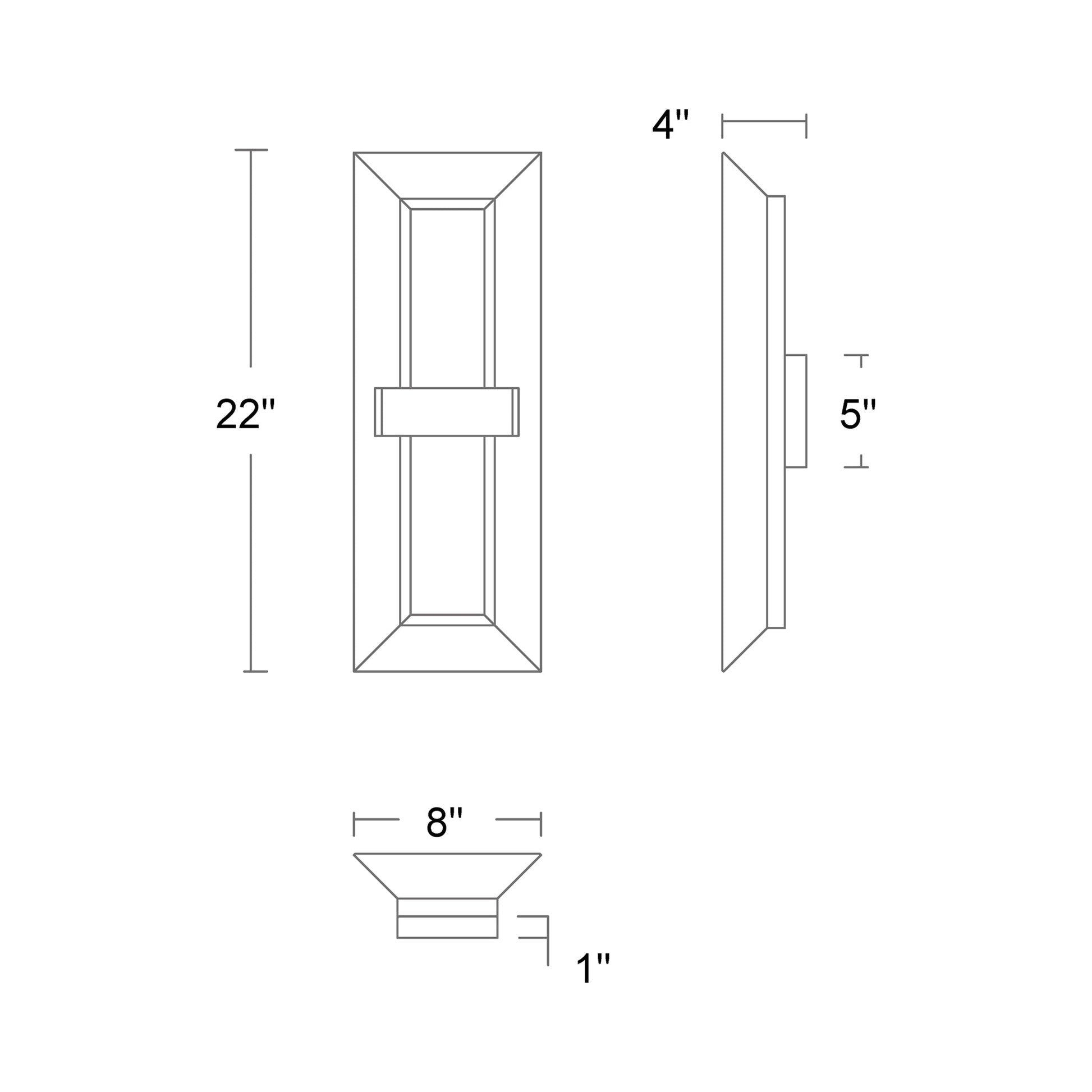 Austen LED Wall Light - line drawing.