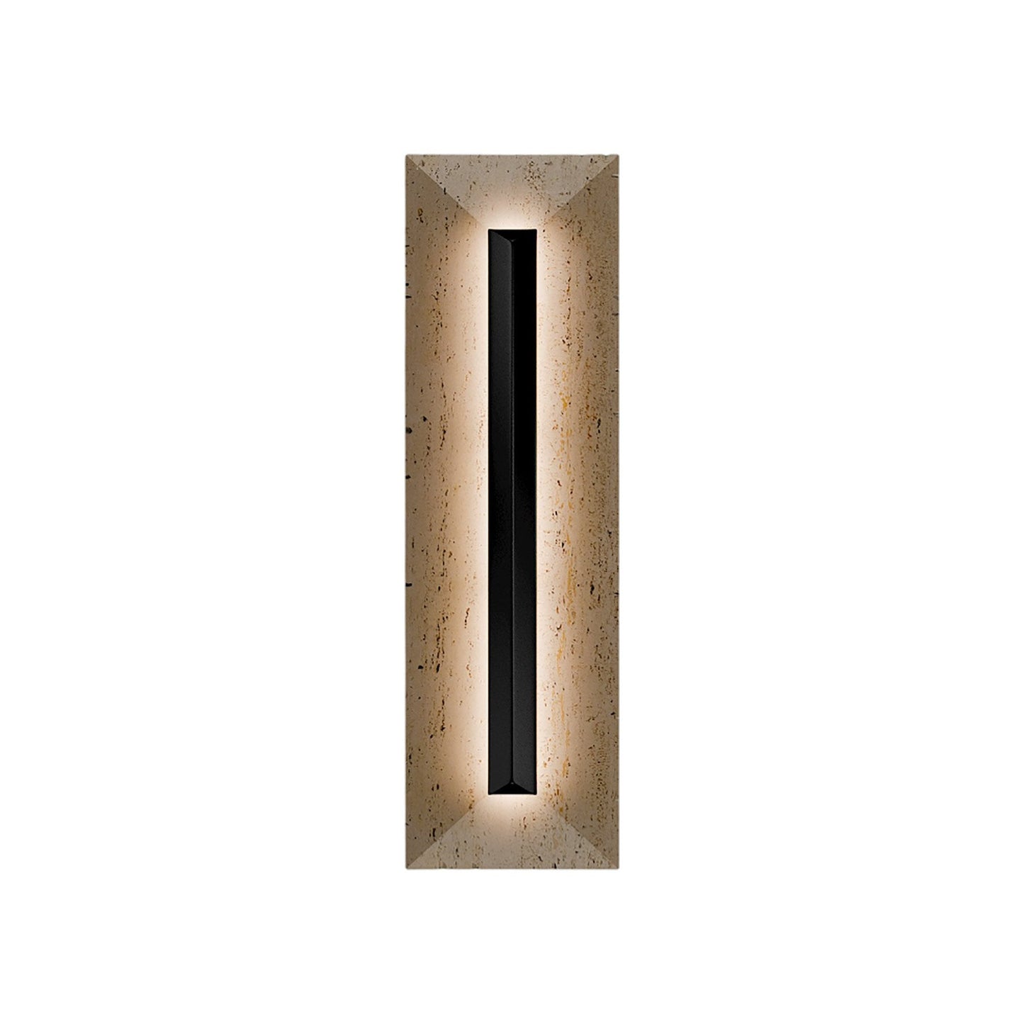 Bell Tower Outdoor LED Wall Light in Beige Travertine/Black (20-Inch).