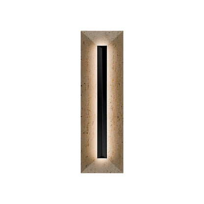 Bell Tower Outdoor LED Wall Light in Beige Travertine/Black (20-Inch).