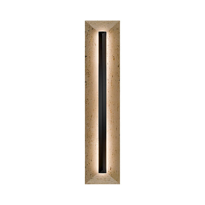 Bell Tower Outdoor LED Wall Light in Beige Travertine/Black (28-Inch).