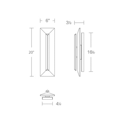 Bell Tower Outdoor LED Wall Light - line drawing.