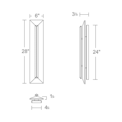 Bell Tower Outdoor LED Wall Light - line drawing.
