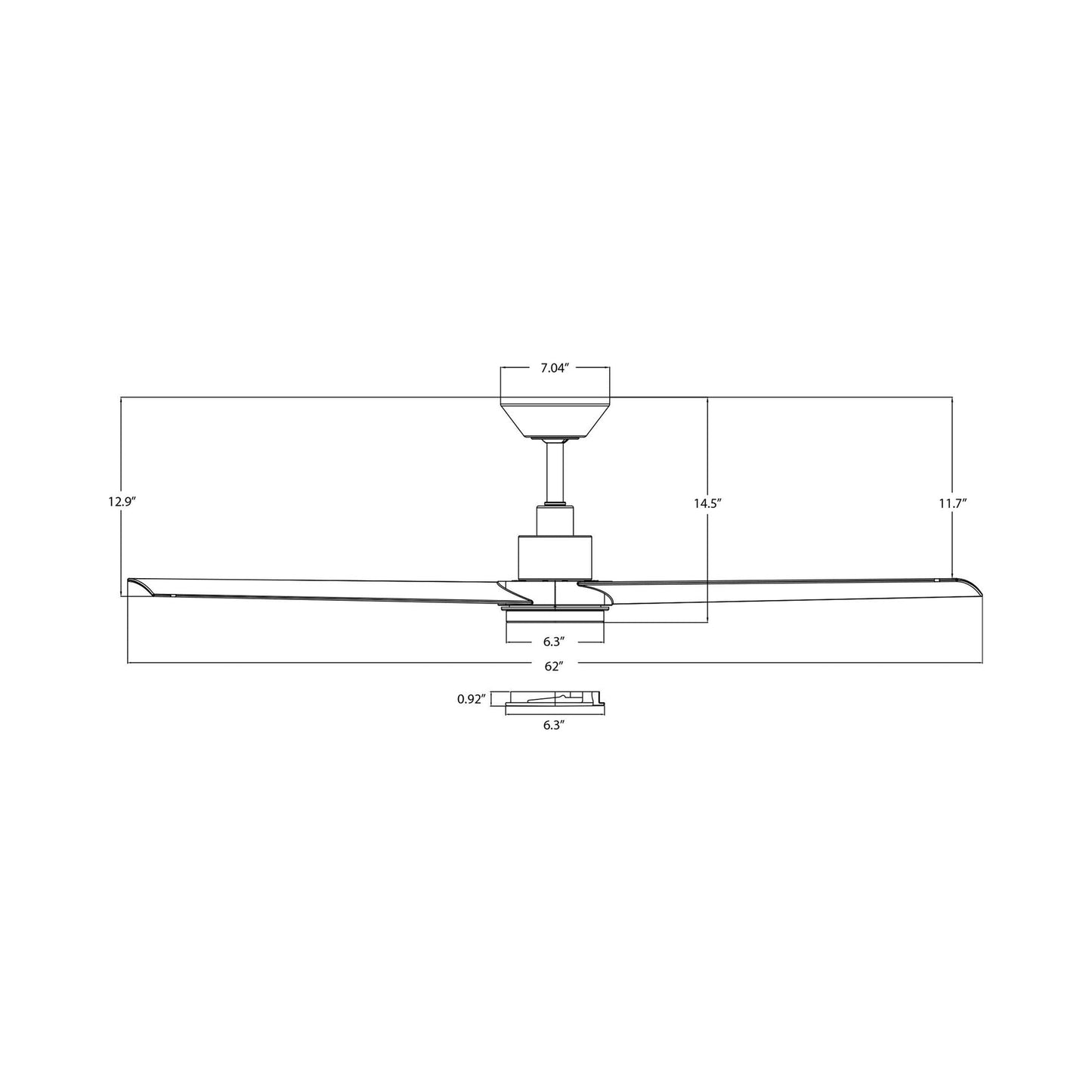 Bolo LED Ceiling Fan - line drawing.