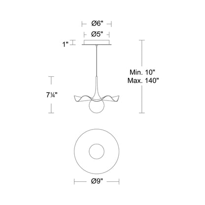 Brimm LED Pendant Light - line drawing.