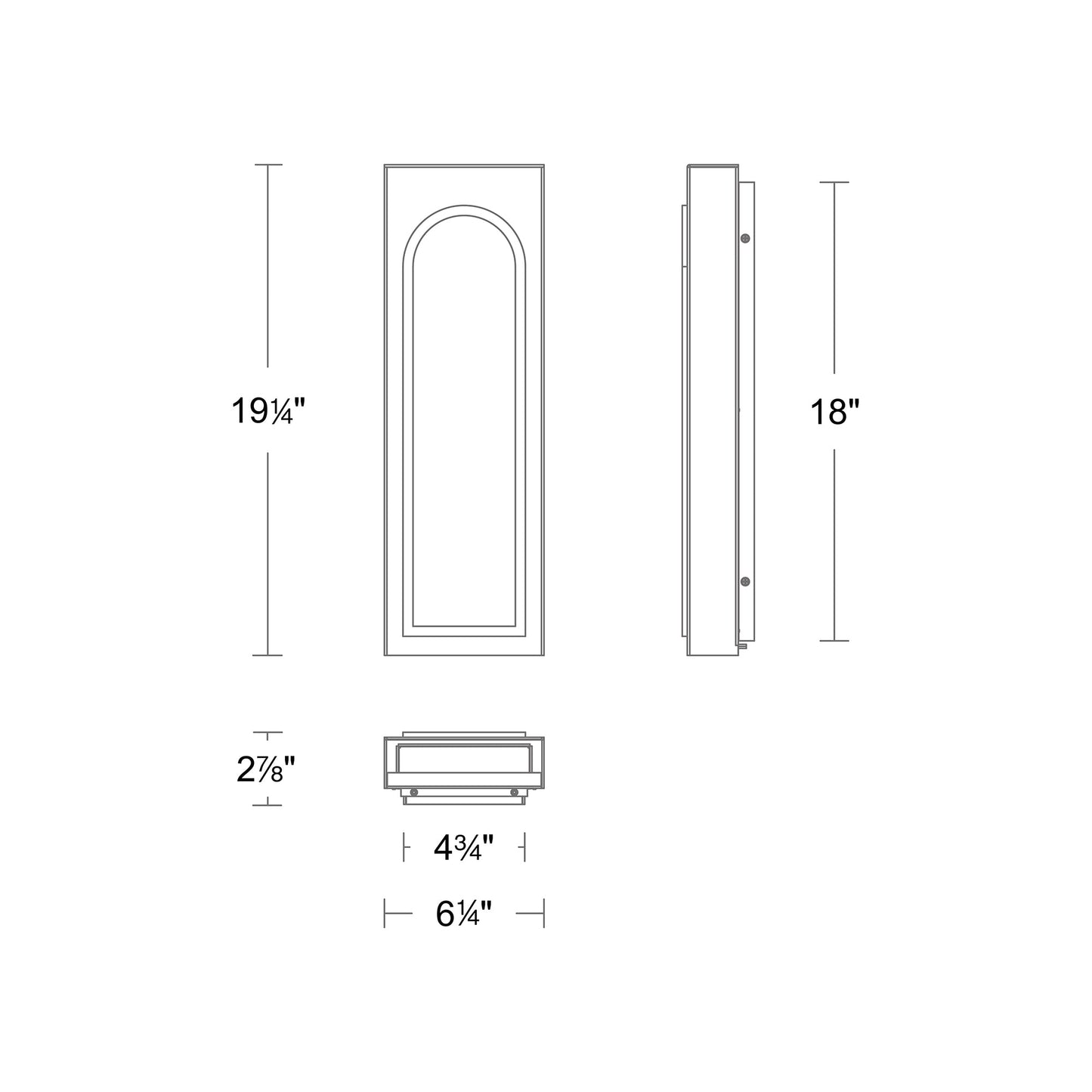 Cadey LED Wall Light - line drawing.