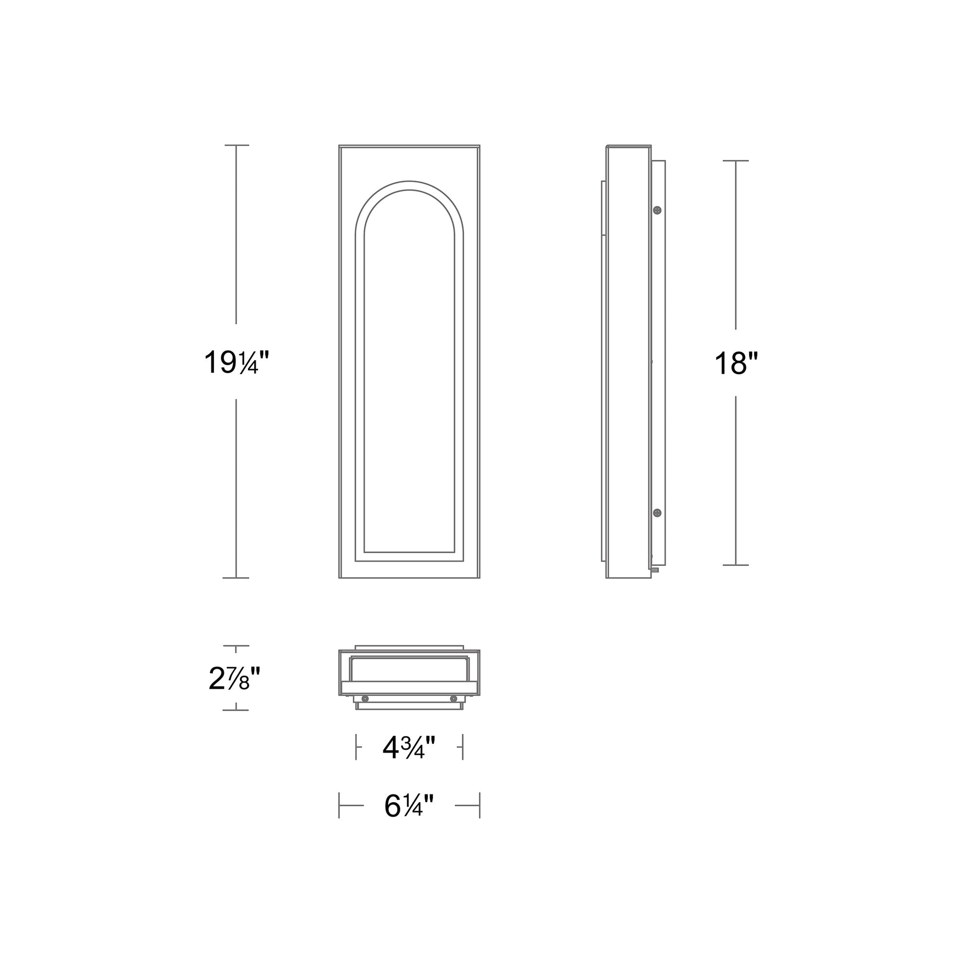Cadey LED Wall Light - line drawing.