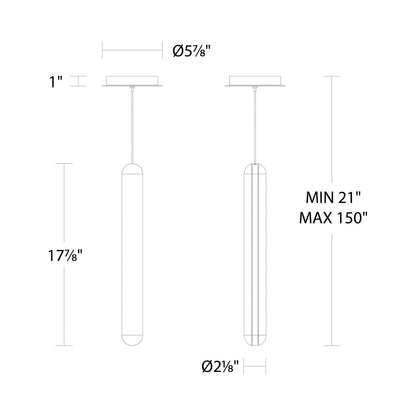Cadiz Mini LED Pendant Light - line drawing.