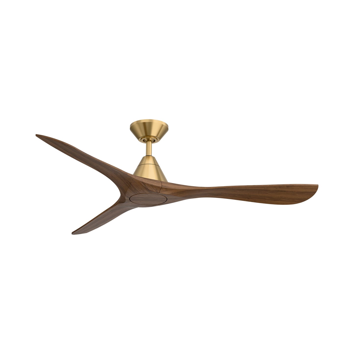 Carve Outdoor LED Ceiling Fan in Soft Brass/Distressed Koa (60-Inch/Not Included).