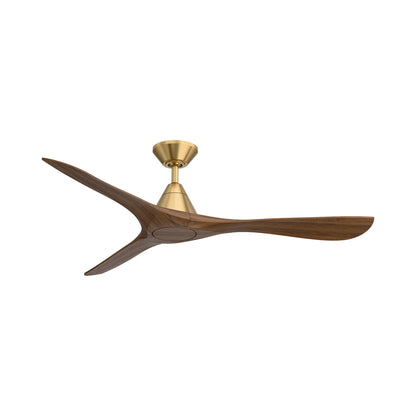 Carve Outdoor LED Ceiling Fan in Soft Brass/Distressed Koa (60-Inch/Not Included).