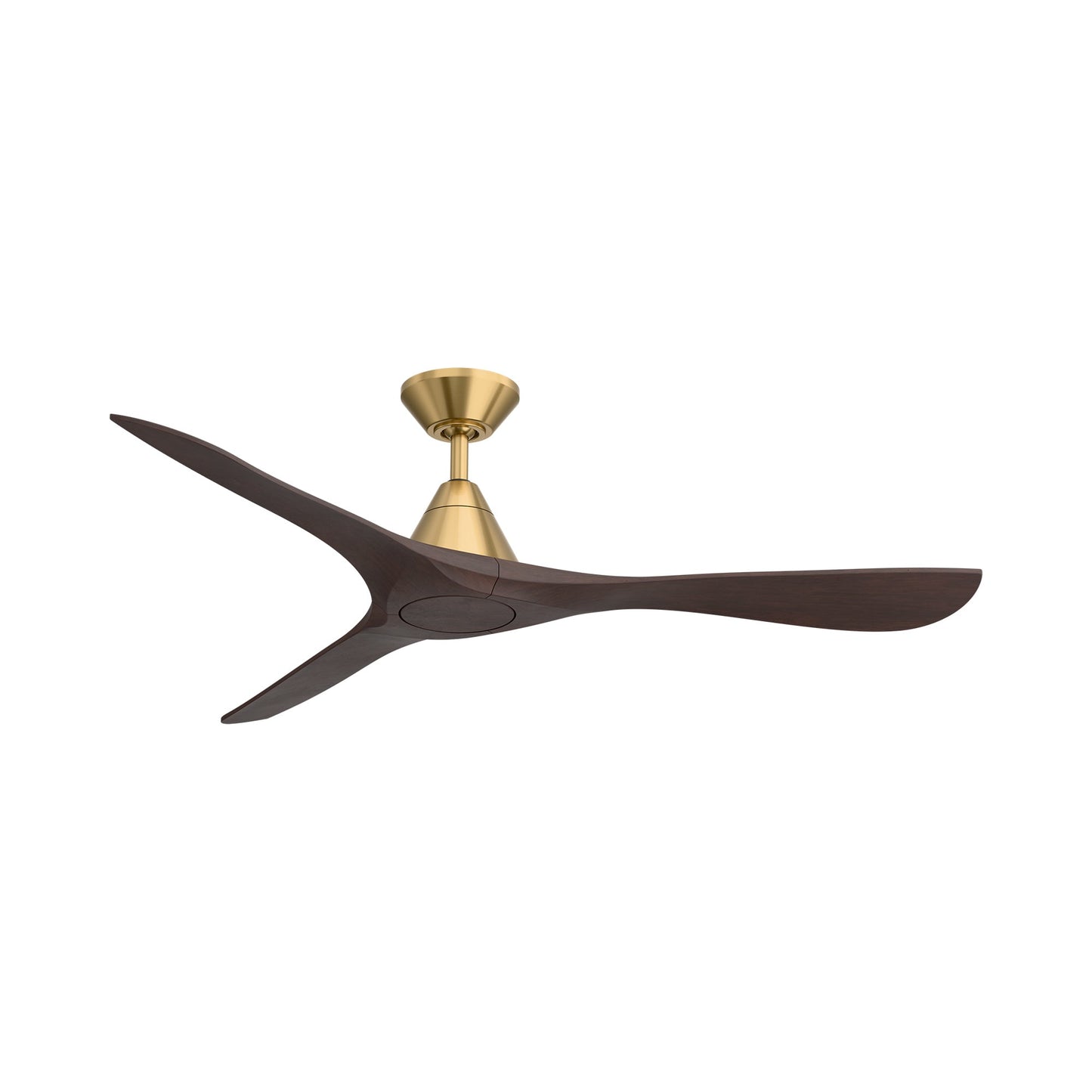 Carve Outdoor LED Ceiling Fan in Soft Brass/Dark Walnut (60-Inch/Not Included).