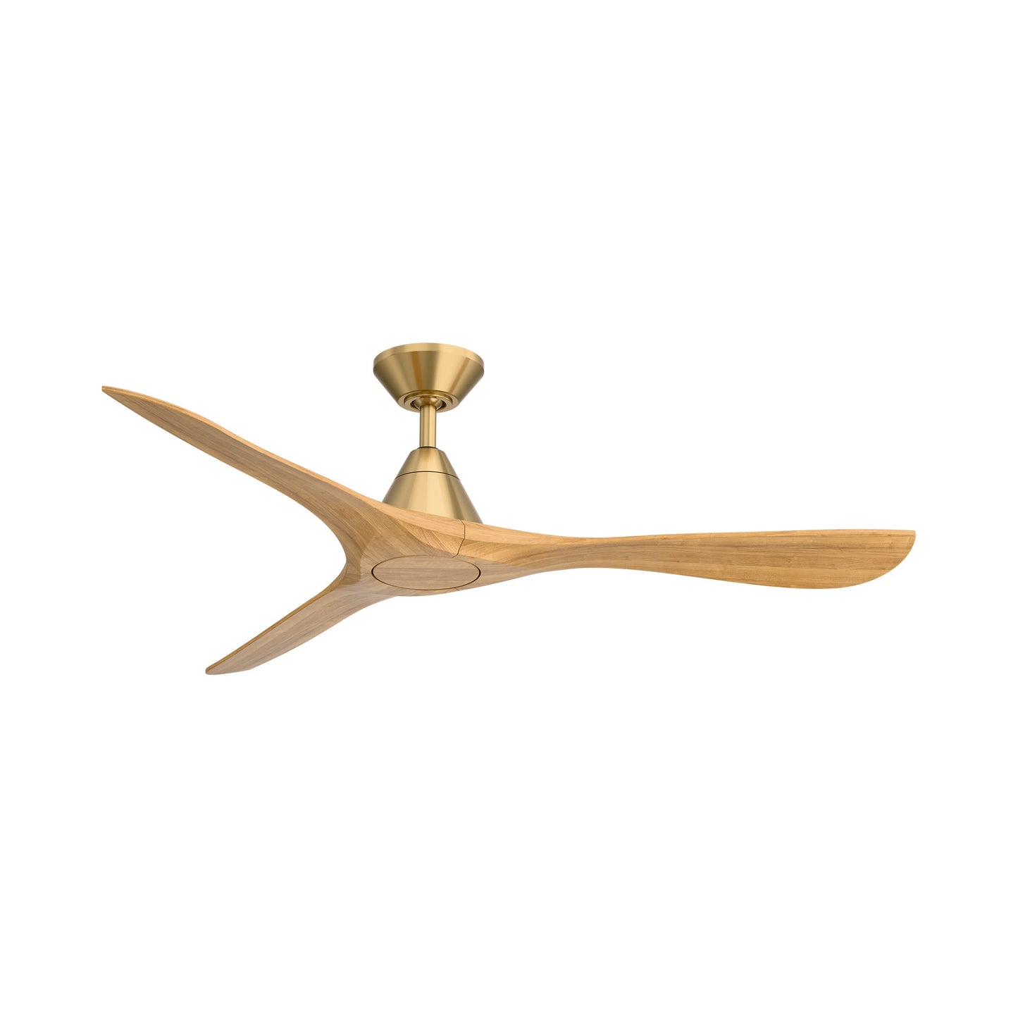 Carve Outdoor LED Ceiling Fan in Soft Brass/Honey Oak (60-Inch/Not Included).