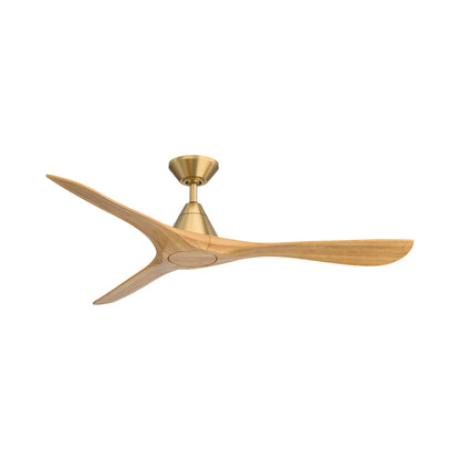 Carve Outdoor LED Ceiling Fan in Soft Brass/Honey Oak (60-Inch/Not Included).