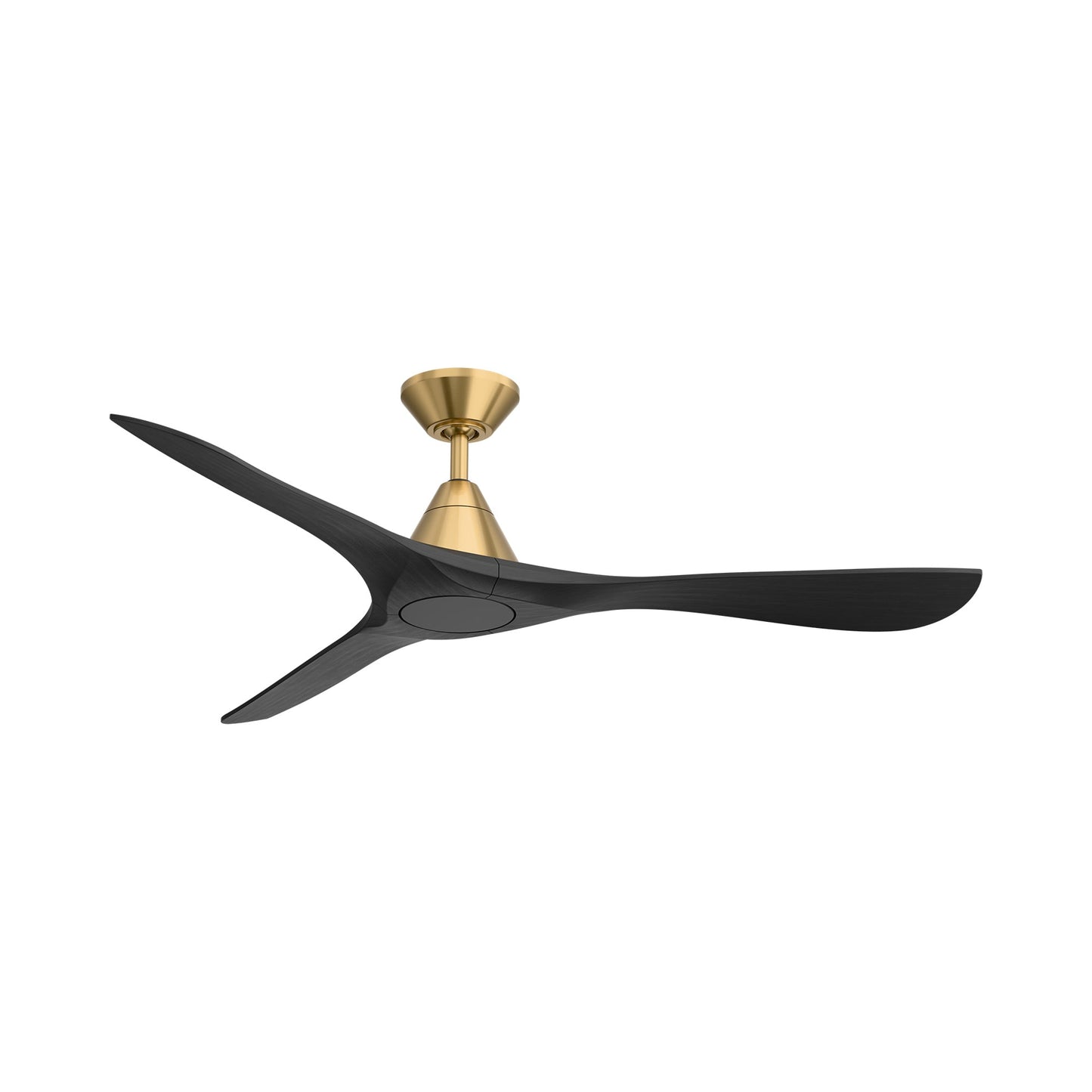 Carve Outdoor LED Ceiling Fan in Soft Brass/Matte Black (60-Inch/Not Included).