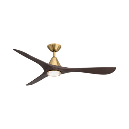 Carve Outdoor LED Ceiling Fan in Soft Brass/Dark Walnut (60-Inch/Included).
