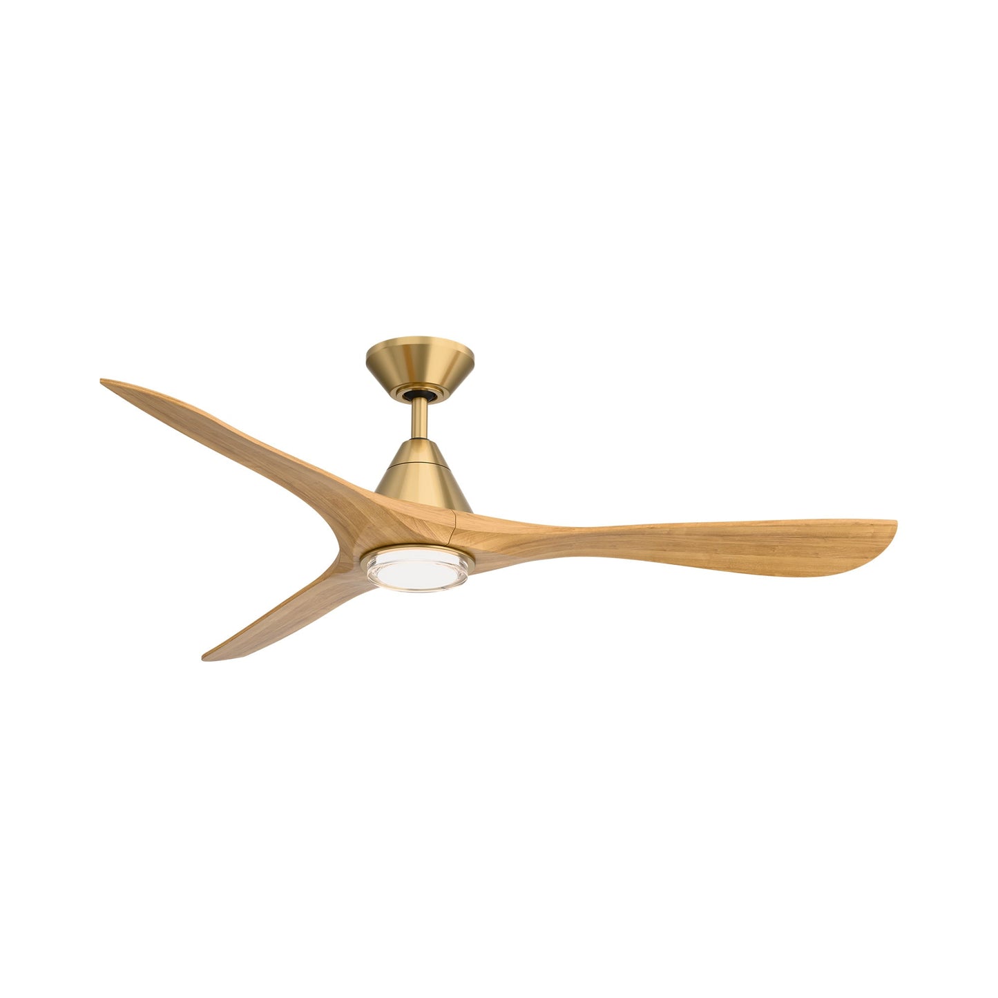 Carve Outdoor LED Ceiling Fan in Soft Brass/Honey Oak (60-Inch/Included).