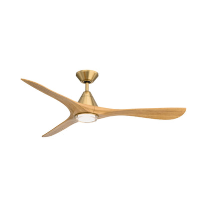Carve Outdoor LED Ceiling Fan in Soft Brass/Honey Oak (60-Inch/Included).