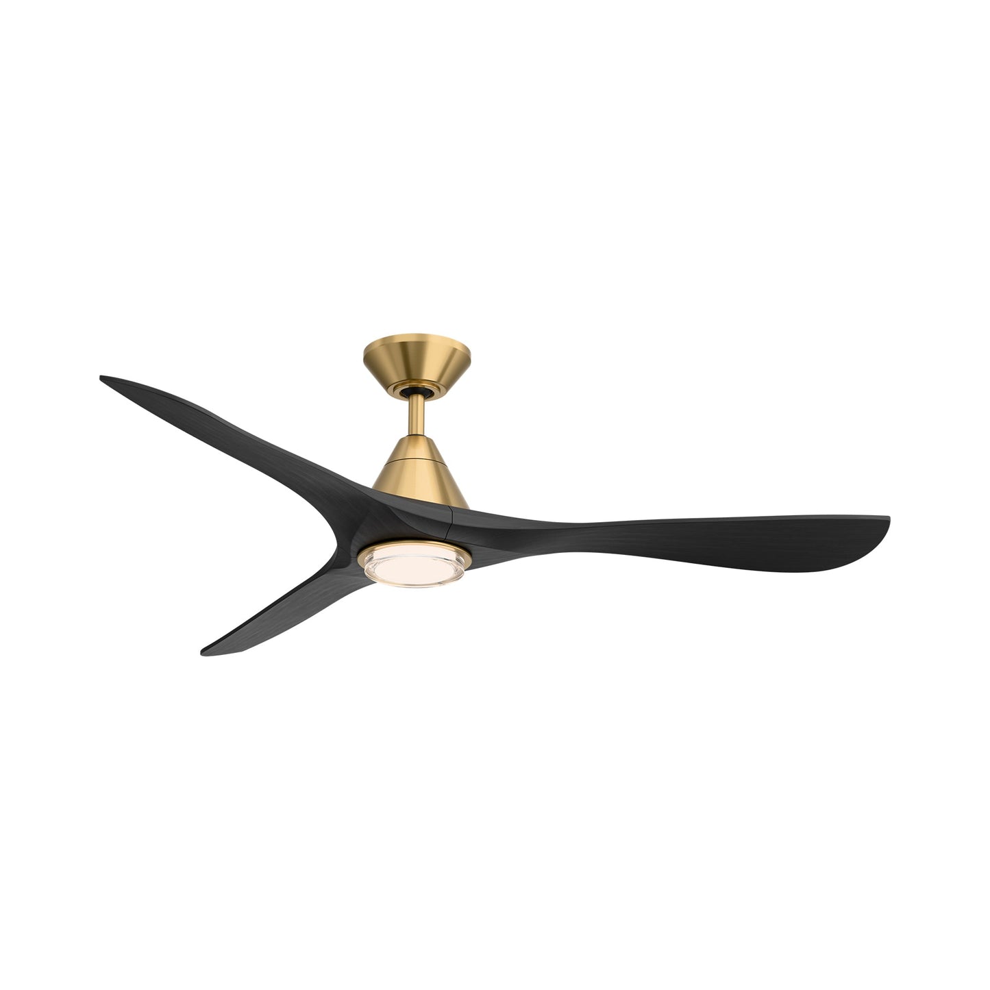 Carve Outdoor LED Ceiling Fan in Soft Brass/Matte Black (60-Inch/Included).